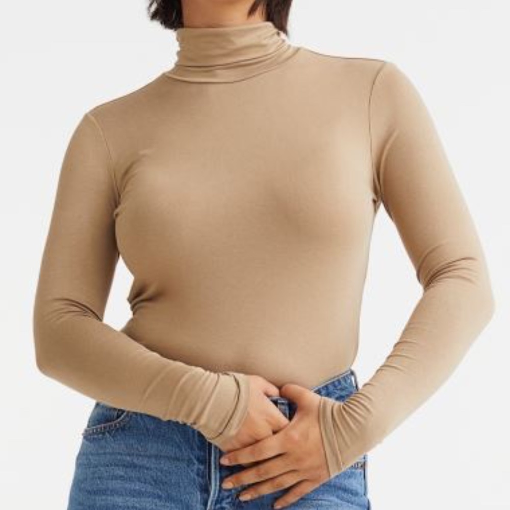 H&M Beige Turtleneck Top